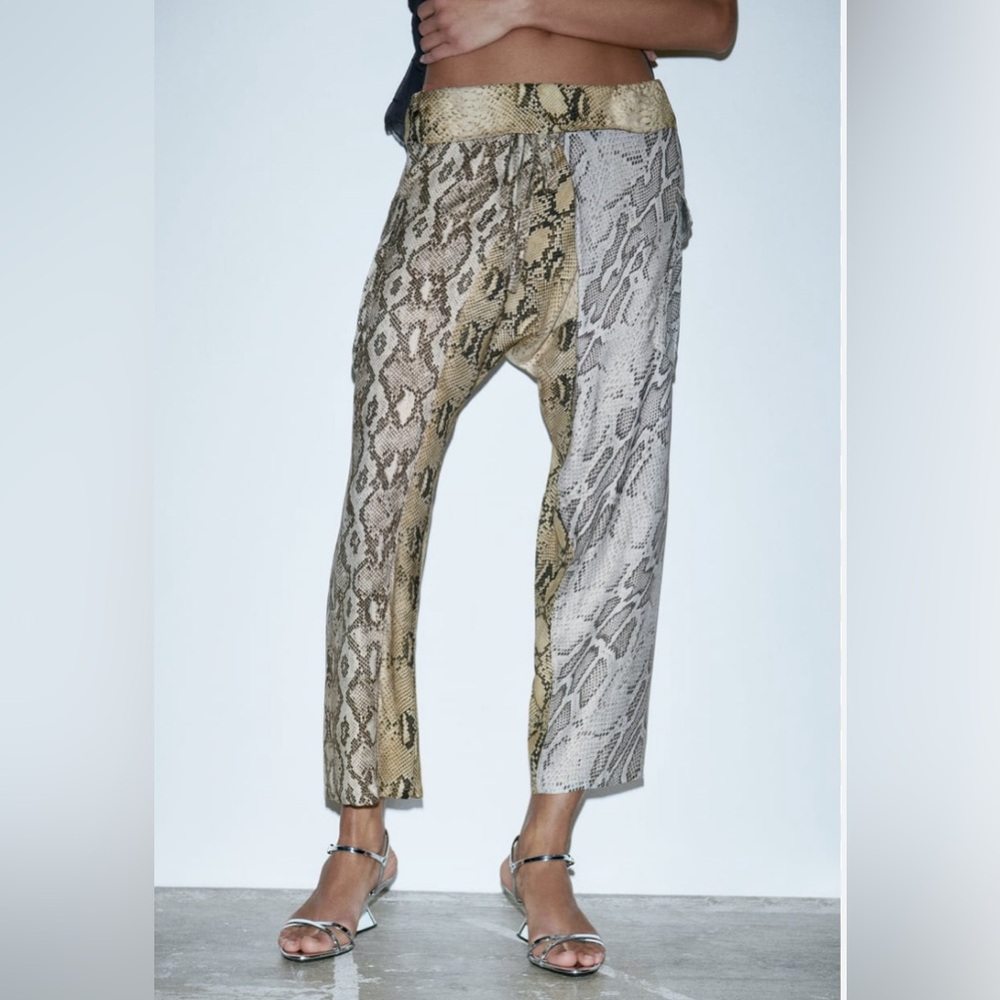 Zara Snake Print Patchwork Pants. New With Tags .